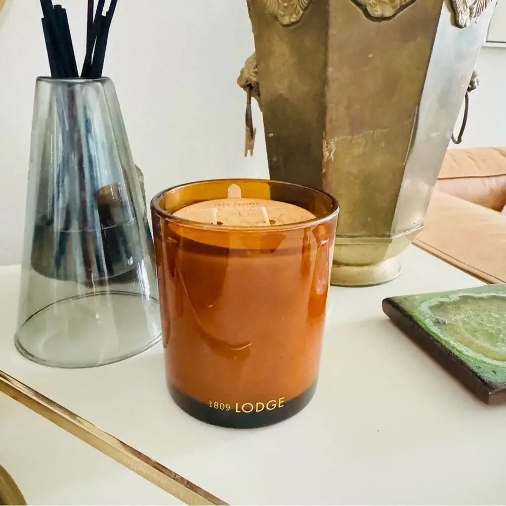 NEW FP FREE PEOPLE Amber Rust Glass Vessel Lodge Palo Santo $48 Scented Candle